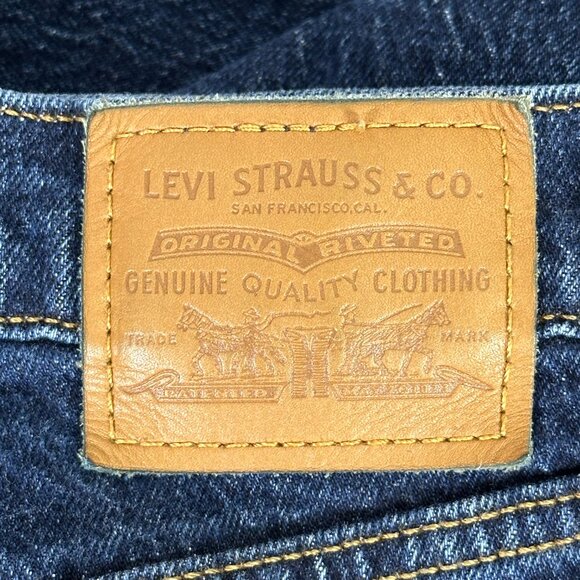 Levi's Ribcage Straight Ankle Premium Denim Dark Wash Jeans - Picture 10 of 16